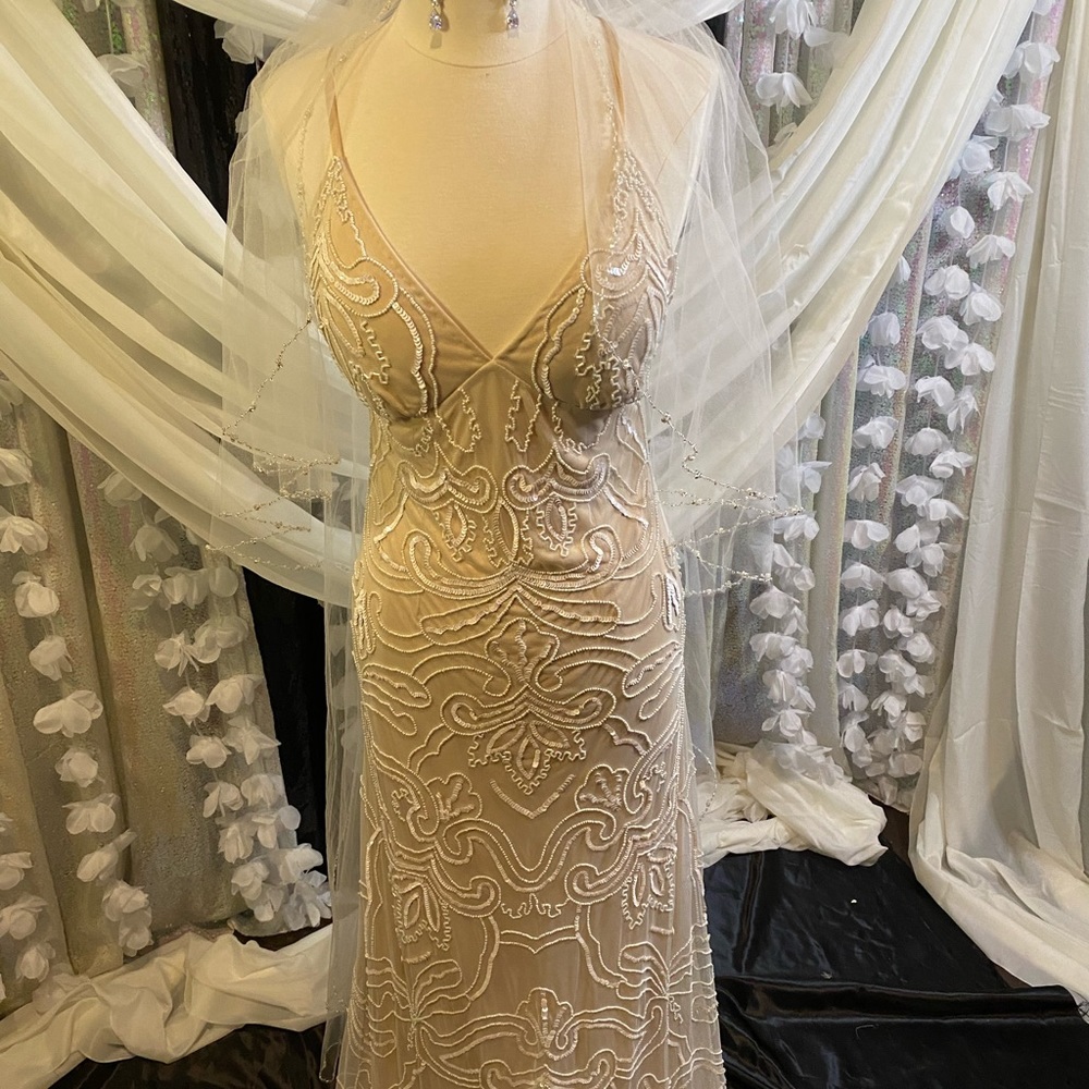 Jump Apparel Beaded Sheath Maxi Gown